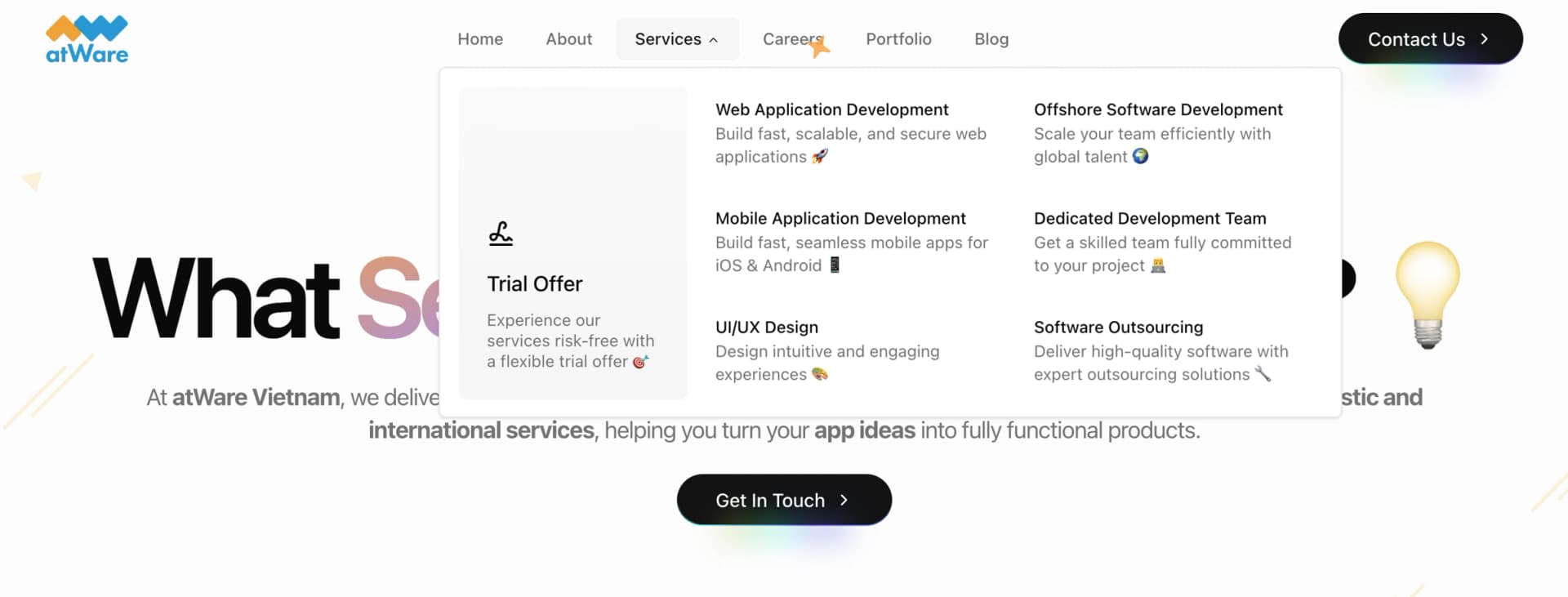 Header of atWare Vietnam Website