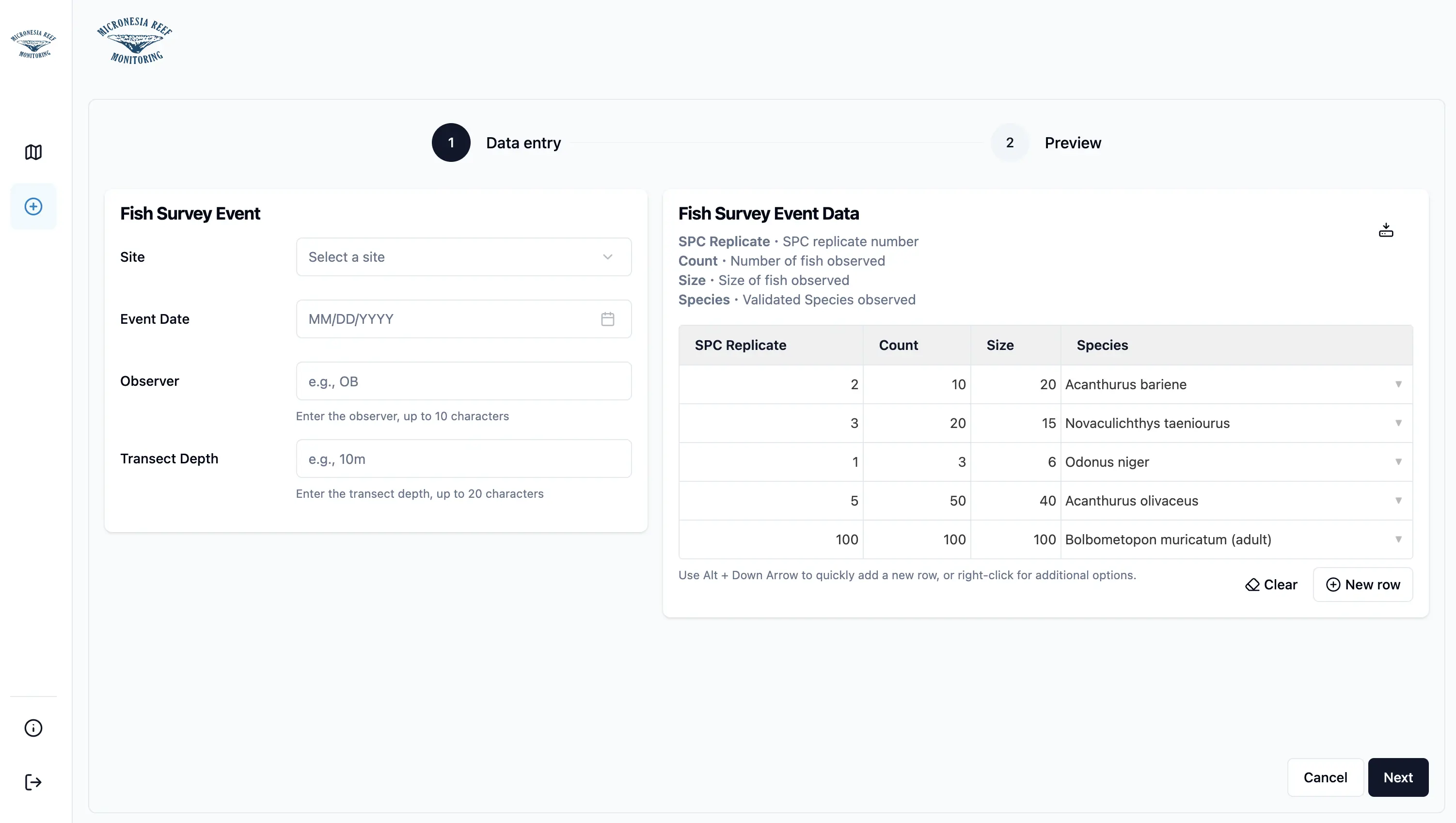 Dynamic data entry form in React interface